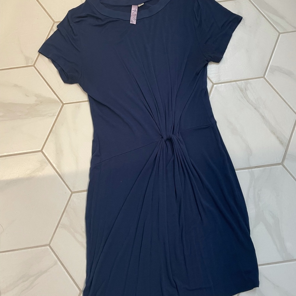 Navy twist front dress